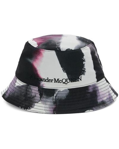Alexander McQueen Watercolour Graffiti Bucket Hat - Black