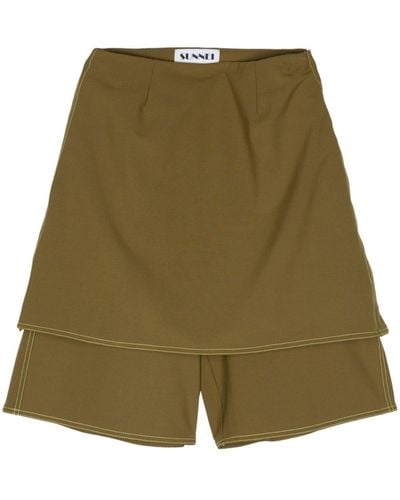 Sunnei Skirt-overlay Knee-leng Shorts - Green