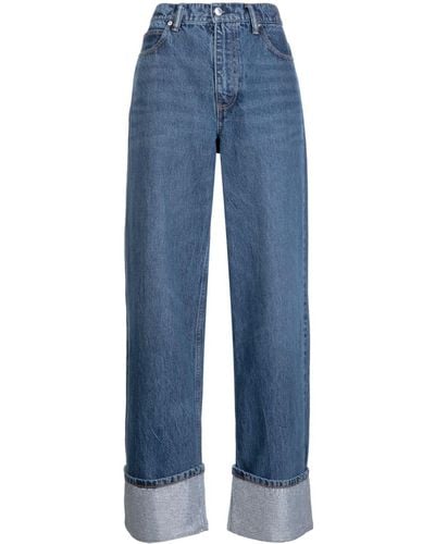Alexander Wang Crystal-embellished Wide-leg Jeans - Blue
