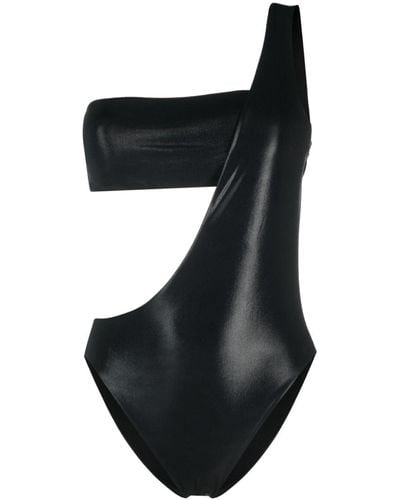 Calvin Klein Cut-out One-shoulder Swimsuit - Black