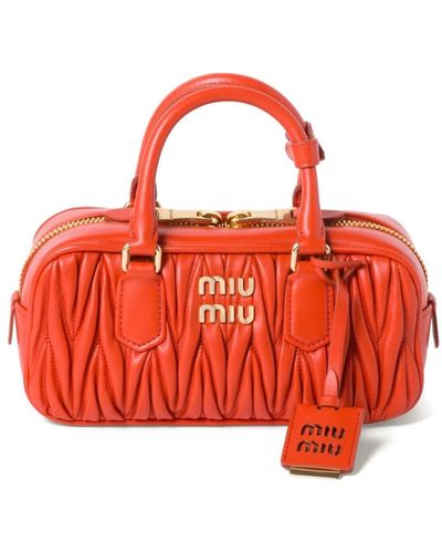 Miu Miu Arcadie Matelassé Leather Bag - レッド