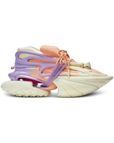 Balmain Unicorn Panelled Chunky-sole Sneakers - Pink