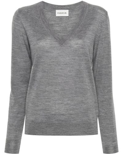 P.A.R.O.S.H. V-neck Fine-knit Sweater - Gray