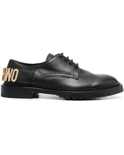 Moschino Logo-lettering Leather Oxfords - Black