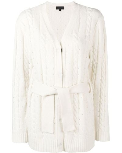 Cashmere In Love Cashmere Blend Cable Knit Cardigan - White