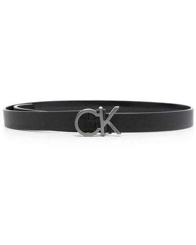 Calvin Klein Ceinture en cuir à boucle logo - Noir