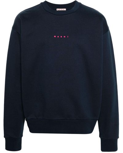 Marni Katoenen Sweater Met Logoprint - Blauw
