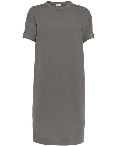 Brunello Cucinelli `French Terry` Dress - Gray