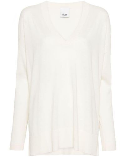 Allude Ribbed Virgin-wool Sweater - White