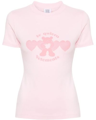 Vetements Graphic-print Cotton T-shirt - Pink