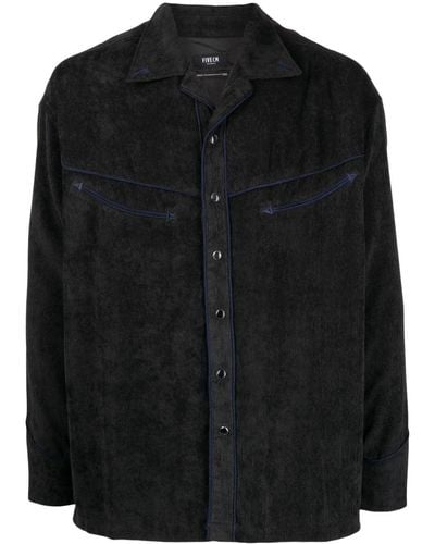 FIVE CM Contrasting-trim Long-sleeve Shirt - Black