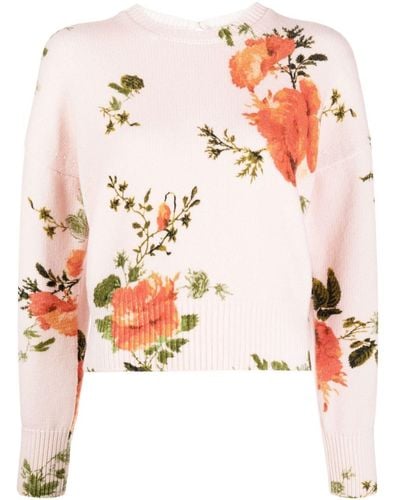 Erdem Floral Merino Sweater - Pink