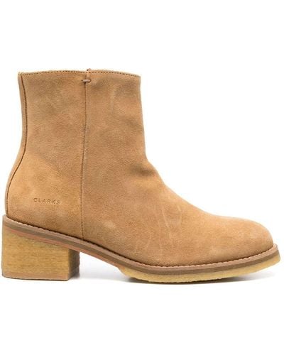 Clarks Side-zip Fastening Ankle Boots - Natural