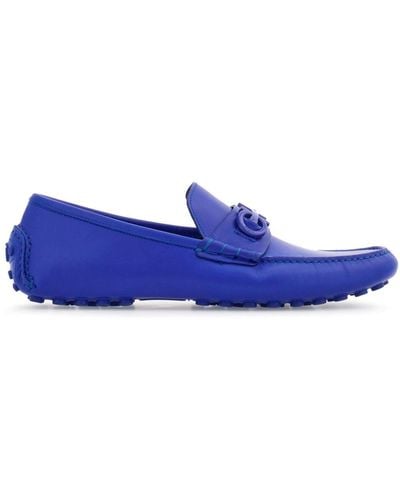 Ferragamo Driver Gancini-plaque leather loafers - Azul