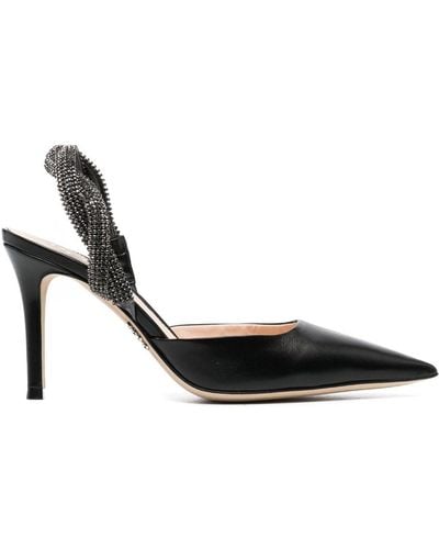 Rodo 95mm Crystal-embellished Leather Court Shoes - Black