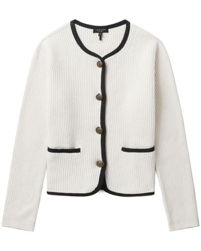 Rag & Bone Cárdigan Nancy con ribete en grosgrain - Blanco