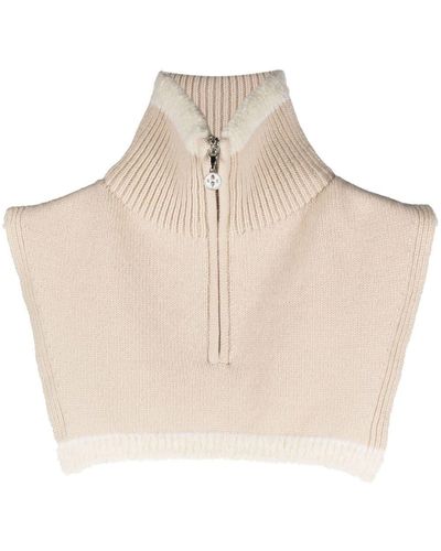 Barrie Cashmere Zip-up Collar - Natural