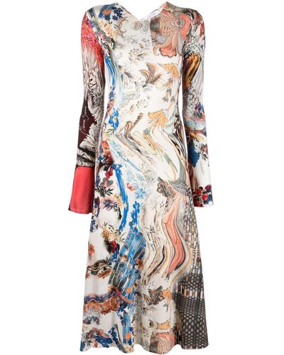 Marine Serre Midi-jurk Met Abstracte Print - Naturel