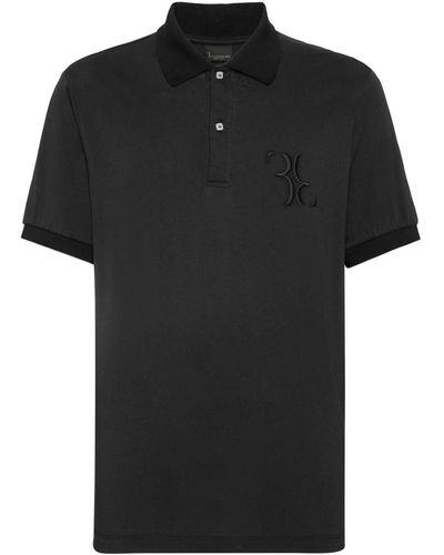 Billionaire Logo-embroidered Cotton Polo Shirt - Black