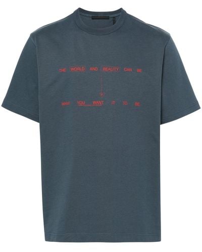 Helmut Lang T-shirt en coton à imprimé graphique - Bleu