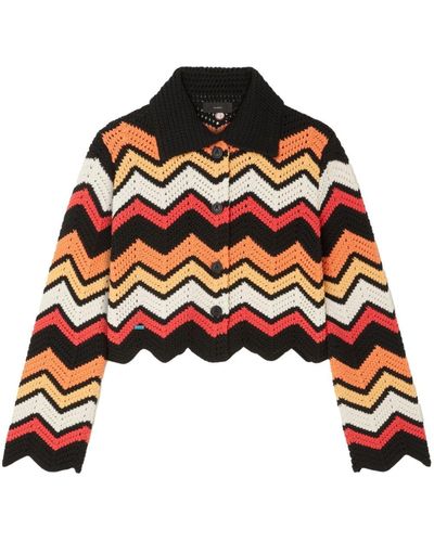 Alanui Kaleidoscopic Chevron Knitted Jacket - Black