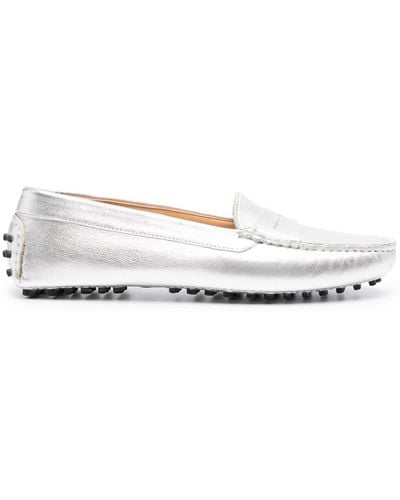 SCAROSSO Ashley Leather Penny Loafers - White