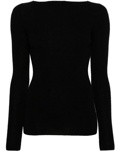 Rick Owens Cut-out Virgin Wool Sweater - Black