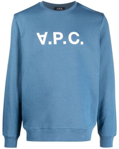 A.P.C. Vpc Logo Organic Cotton Sweatshirt - Blue