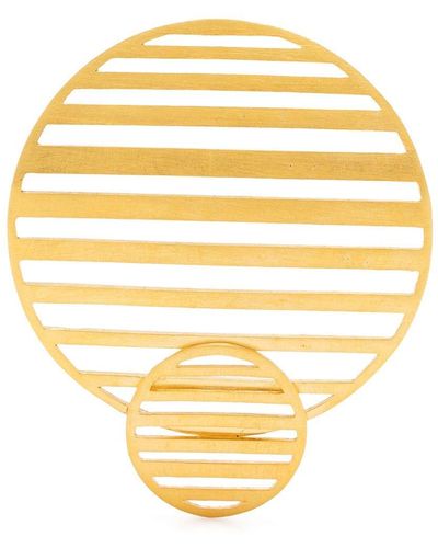 Hsu Jewellery Flowing Pattern Double Circle Gold Earrings - Metallic