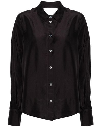 Tela Pam Open-back Silk Shirt - Black