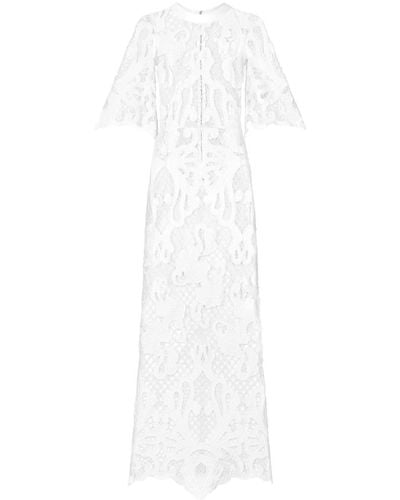 Dolce & Gabbana Embroidered Mesh Maxi Dress - White
