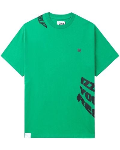 Izzue T-Shirt mit Logo-Print - Grün
