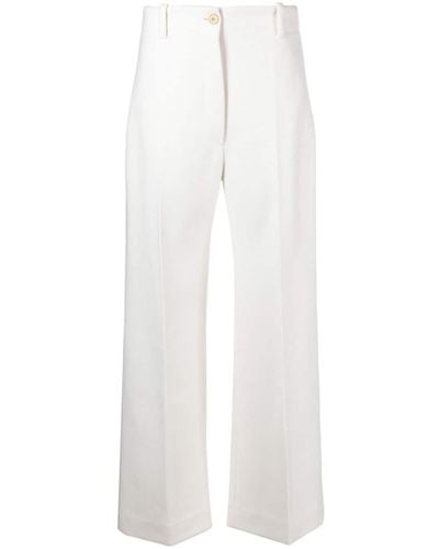 Patou Wide-leg Wool-blend Trousers - White