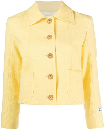 Patou Cropped Shirt Jacket - Yellow