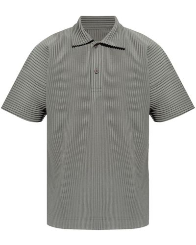 Homme Plissé Issey Miyake Short-sleeve Plissé Polo Shirt - Grey
