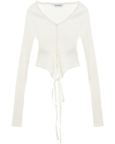 Low Classic Cardigan a coste - Bianco