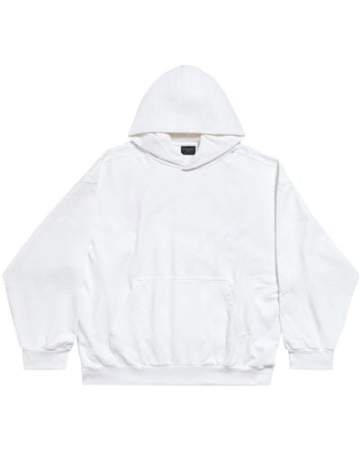 Balenciaga Logo-print Cotton Hoodie - White