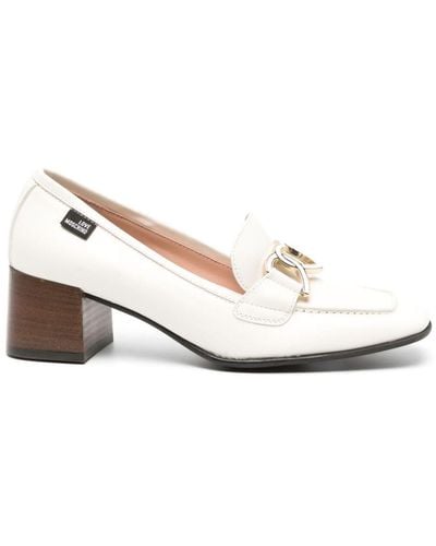 Love Moschino 50mm Buckle Leather Court Shoes - Natural