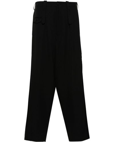 Y's Yohji Yamamoto Tapered Wool Trousers - Black