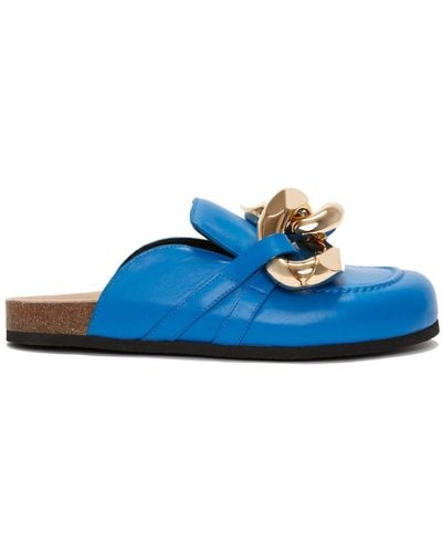JW Anderson Leather Chain Slippers - Blue