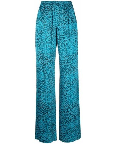 Golden Goose Pantalones rectos con motivo de leopardo - Azul
