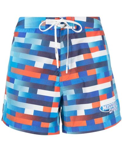 Missoni Embroidered-logo swim shorts - Azul