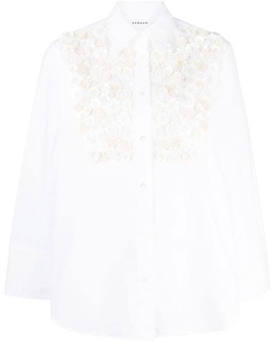 P.A.R.O.S.H. Camisa oversize con aplique floral - Blanco