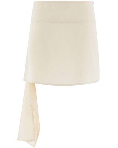 Ferragamo Asymmetric Satin Miniskirt - White