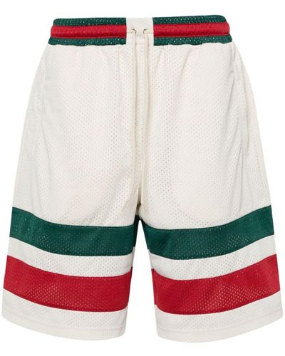 Gucci Short de sport en résille à bande Web - Rouge