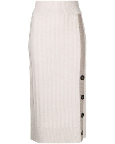 Pringle of Scotland Ribbed-knit Pencil Skirt - Natural