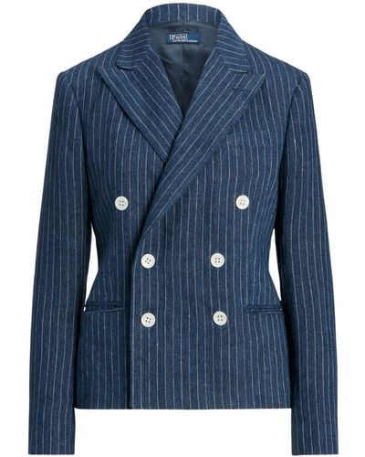 Polo Ralph Lauren Pinstripe-pattern Long-sleeve Blazer - Blue