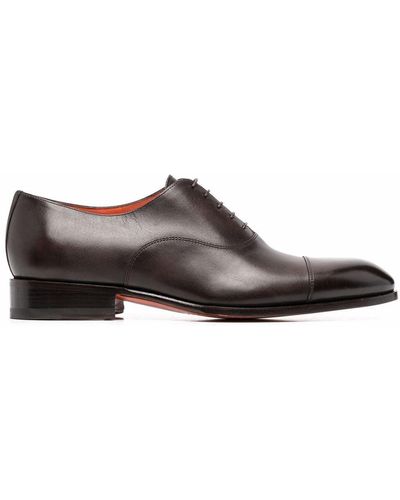 Santoni Lace-up Leather Oxford Shoes - Brown