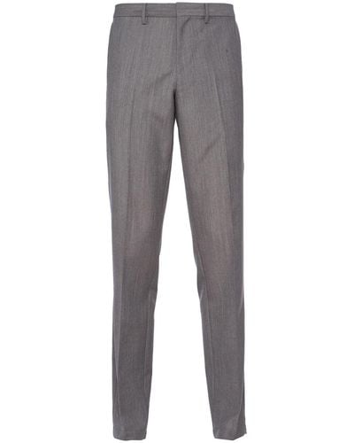 Prada Triangle-logo Mohair-wool Trousers - Grey