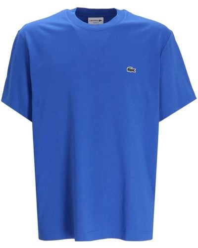 Lacoste T-shirt en coton à logo brodé - Bleu